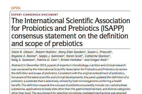 isapp consensus statement on prebiotics