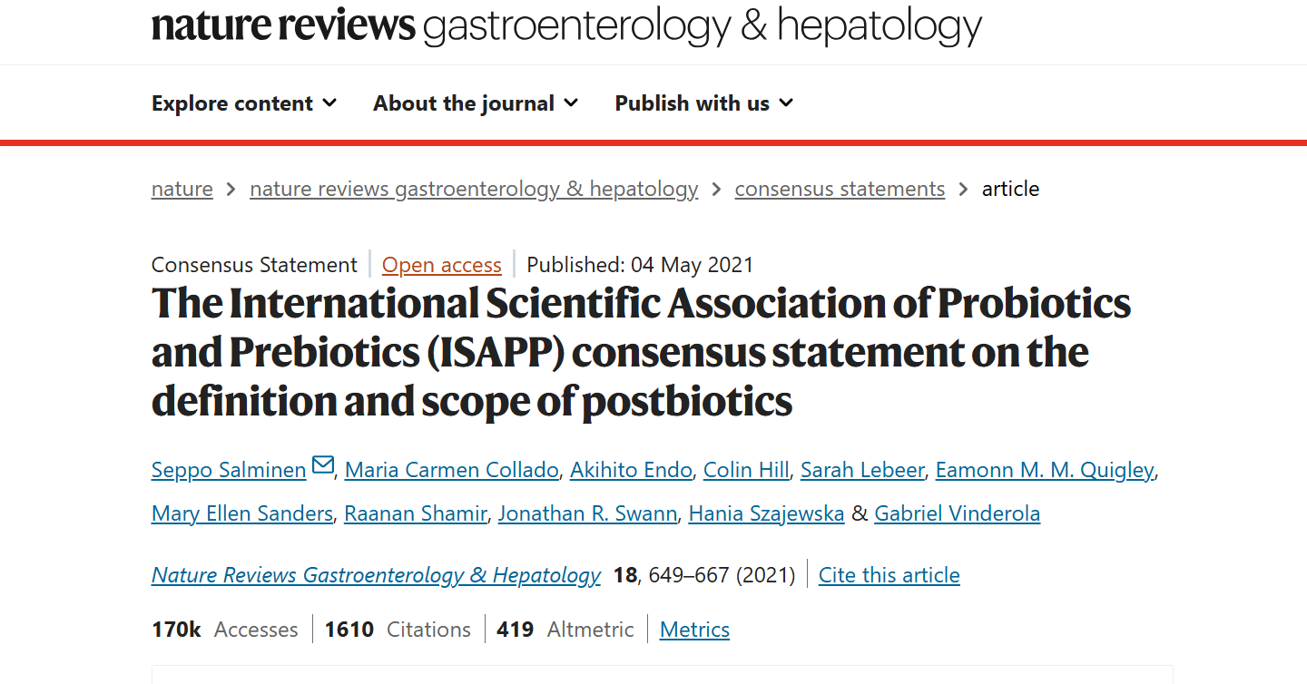 postbiotics definition paper