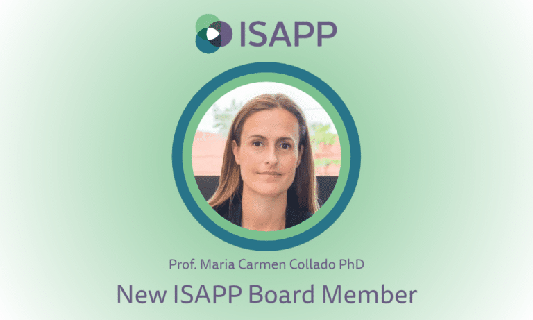 Green background with headshot of Maria Carmen Collado